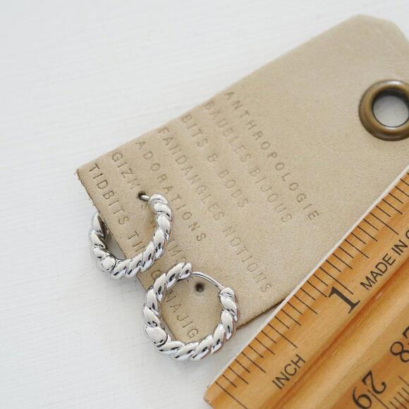 Anthropologie Twisted Huggie Hoop Earrings - Picture 3 of 4